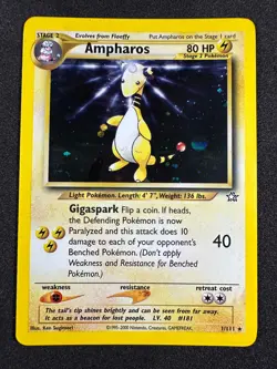 2000 Pokemon AMPHAROS HOLO 1/111 Neo Genesis Rare Card Rare Holo LP - Image 1