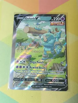 Pokemon Miscut Error Card Golurk V 182/203 Evolving Skies LP - Image 1