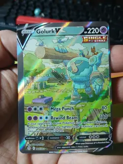 Pokemon Miscut Error Card Golurk V 182/203 Evolving Skies LP - Image 3