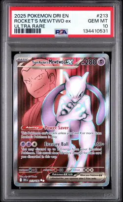 2025 Pokemon Destined Rivals Rockets Mewtwo EX Ultra Rare PSA 10 - Image 1