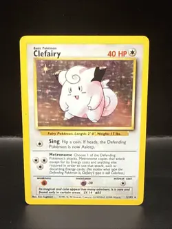 Pokemon TCG Clefairy Base Set Holo Unlimited Rare Card 5/102 B - Image 1