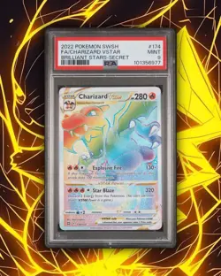 2022 Pokemon Sword & Shield FA Charizard VSTAR Brilliant Stars Secret #174 PSA 9 - Image 1