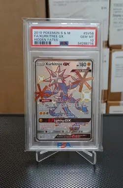 2019 POKEMON SUN & MOON HIDDEN FATES #SV58 FULL ART/XURKITREE GX PSA 10 - Image 1