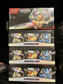 Pokemon TCG Scarlet And Violet Prismatic Evolutions Surprise Box Lot Of 4 - Image 1