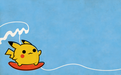 Pokemon pokmon minimalism surfing pikachu anime blue Pad Gaming Mat Desk - Image 1