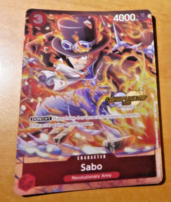 ONE PIECE ENGLISH CARD CHAMPIONSHIP HOLO GAME CARTE Sabo P-044 EN JCC NM - Image 1