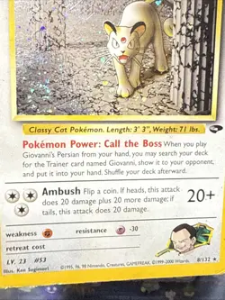 Pokemon Card Giovanni's Persian 8/132 Holo Rare Gym Challenge WOTC Played - Image 4