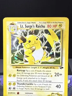 Pokemon Card Lt Surge's Raichu 11/132 Gym Challenge Set Holo Rare Played - Image 2