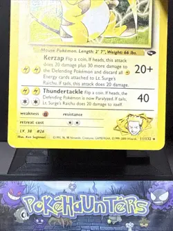 Pokemon Card Lt Surge's Raichu 11/132 Gym Challenge Set Holo Rare Played - Image 3