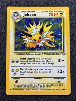 Jolteon 4/64 Jungle Set Holo Rare Pokemon Card 1999 WOTC Vintage TCG VLP - Image 1