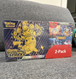 Pokemon Surging Sparks ETB-Booster Bundle Costco 2 Pack Factory Sealed - Image 1