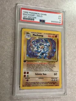 1999 Pokemon Base Set Machamp Holo 1st Edition #8 PSA 5 EX - Image 1