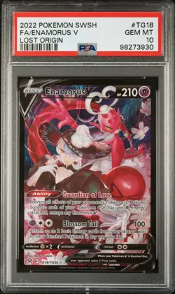 2022 POKEMON SWSH LOST ORIGIN #TG18/TG30 ENAMORUS V FULL ART PSA 10 - Image 1
