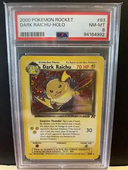 Pokemon TCG TEAM ROCKET DARK RAICHU 83/82 secret rare Holo PSA8 - Image 1