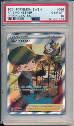 Bird Keeper Full Art Trainer Pokemon Shining Fates 066/072 PSA 10 -TM - Image 1