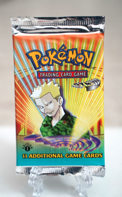 Pokemon TCG Gym Heroes 1st Edition Booster Pack LT Surge Art WOTC 1999 SEALED - Image 1