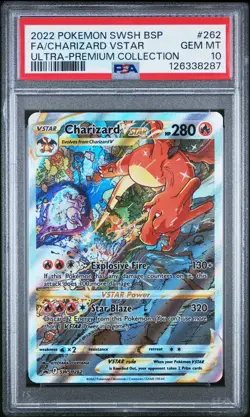 2022 POKEMON SWSH BLACK STAR PROMO #262 FULL ART/CHARIZARD VSTAR PSA 10 - Image 1