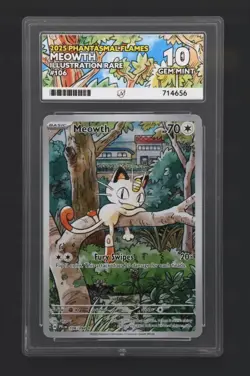 Pokemon TCG Ace 10 Meowth 106/094 Phantasmal Flames- Illustration Rare- Gem Mint - Image 1
