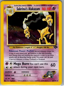 Sabrina's Alakazam 16/132 Holo Gym Challenge - Pokemon Card - NM - Image 1
