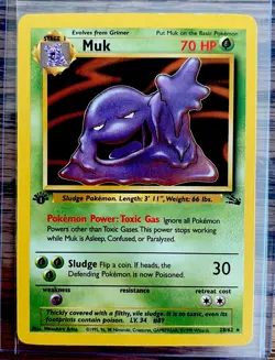 Pokemon TCG Muk 13/62 Fossil Holo Rare 1st Edition - Image 1