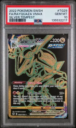 PSA 10 Rayquaza VMAX Trainer Gallery Secret Rare - Silver Tempest - #TG29/TG30 - Image 1