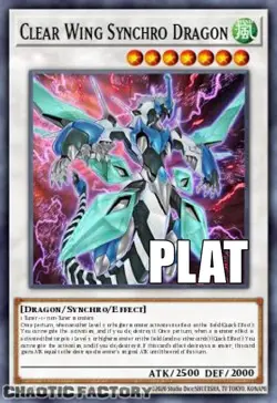 YUGIOH RA04-EN249 Clear Wing Synchro Dragon Platinum Secret Rare 1st Edition NM - Image 1