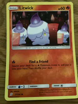 Litwick Pokemon Card 27/236 Reverse Holo- Used -Sun & Moon-Unified Minds - Image 1