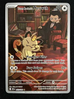 Pokemon TCG Team Rocket's Meowth 203/182 Destined Rivals Mint Condition - Image 1