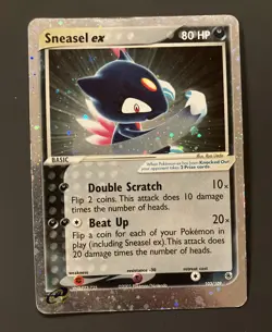 Pokemon Sneasel EX with Rare Holo Swirl 103/109 EX Ruby and Sapphire - Image 1