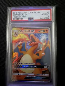 2019 Pokemon Sun & Moon Charizard GX Hidden Fates #9 PSA 10 Gem Mint - Image 1