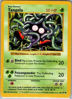 Tangela 66/102 Base Set (Shadowless) - Pokemon Card - NM - Image 1