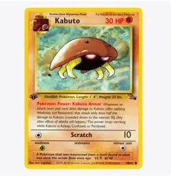 Pokemon Fossil Kabuto 50/62 Common 1st Edition Played Fast Shipping! - Image 1