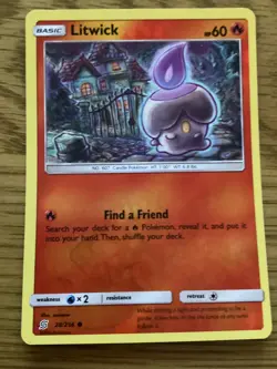 Litwick Pokemon Card 28/236 Reverse Holo- Used -Sun & Moon-Unified Minds - Image 1