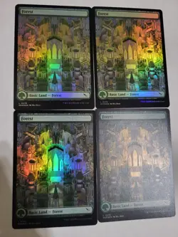 MTG 4x MURDERS AT KARLOV MANOR S LAND FOREST ALL FOIL ART EX-MINT FREE SHIP! - Image 1