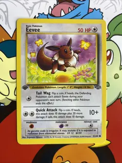 Pokemon Card Eevee 51/64 1st Edition Jungle Set Common WOTC LP+ - Image 1
