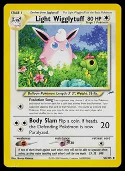 Pokemon Card - Light Wigglytuff Neo Destiny 54/105 Uncommon Non Holo - Image 1