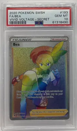 PSA 10 Bea 193/185 Rainbow Secret Rare Full Art Vivid Voltage Pokemon TCG - Image 1
