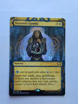 MTG Tezzeret's Gambit (STA) Strixhaven Mystical Archive (Foil Etched) Rare 21/63 - Image 1