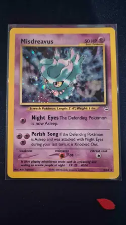 Misdreavus Holo 11/64 2001 Pokemon Neo Revelation LP with Swirl - Image 1