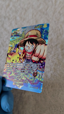 ART CARD ~ One Piece x Pokemon Pikachu Monkey D Luffy ENGLISH Leader 040 OP11 - Image 2