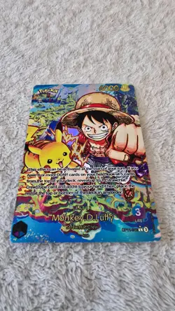 ART CARD ~ One Piece x Pokemon Pikachu Monkey D Luffy ENGLISH Leader 040 OP11 - Image 4