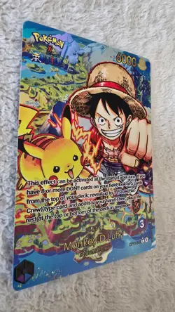 ART CARD ~ One Piece x Pokemon Pikachu Monkey D Luffy ENGLISH Leader 040 OP11 - Image 5