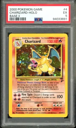 2000 Pokemon Base Set 2 4/130 Charizard Holo PSA 5 - Image 1