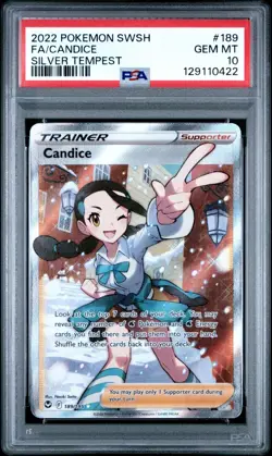 2022 POKEMON SWORD & SHIELD SILVER TEMPEST #189 FULL ART/ CANDICE PSA 10 - Image 1