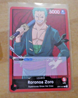 ONE PIECE ROMANCE DAWN ENGLISH CARD GAME CARTE RORONOA ZORO OP01-001 L EN NM - Image 1