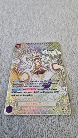 ART CARD ~ One Piece LUFFY GEAR 5 Gold Parallel Manga Alt Art Textured ENGLISH - Image 4