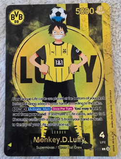 ART CARD ~ One Piece BVB Monkey D Luffy Promo Dortmund Textured ENGLISH 09 manga - Image 1