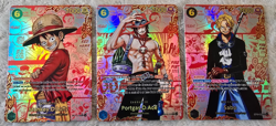 ART CARD ~ One Piece LUFFY ACE SABO Red Manga Set Textured ENGLISH ~ ART CARD - Image 1