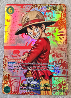 ART CARD One Piece Monkey D Luffy RED Manga Textured ENGLISH ~ misprint ART CARD - Image 1