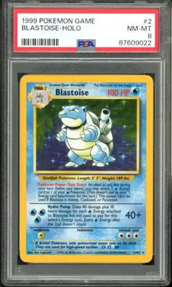 1999 Pokemon Base Set 2/102 Blastoise Holo PSA 8 Near Mint - Mint - Image 1